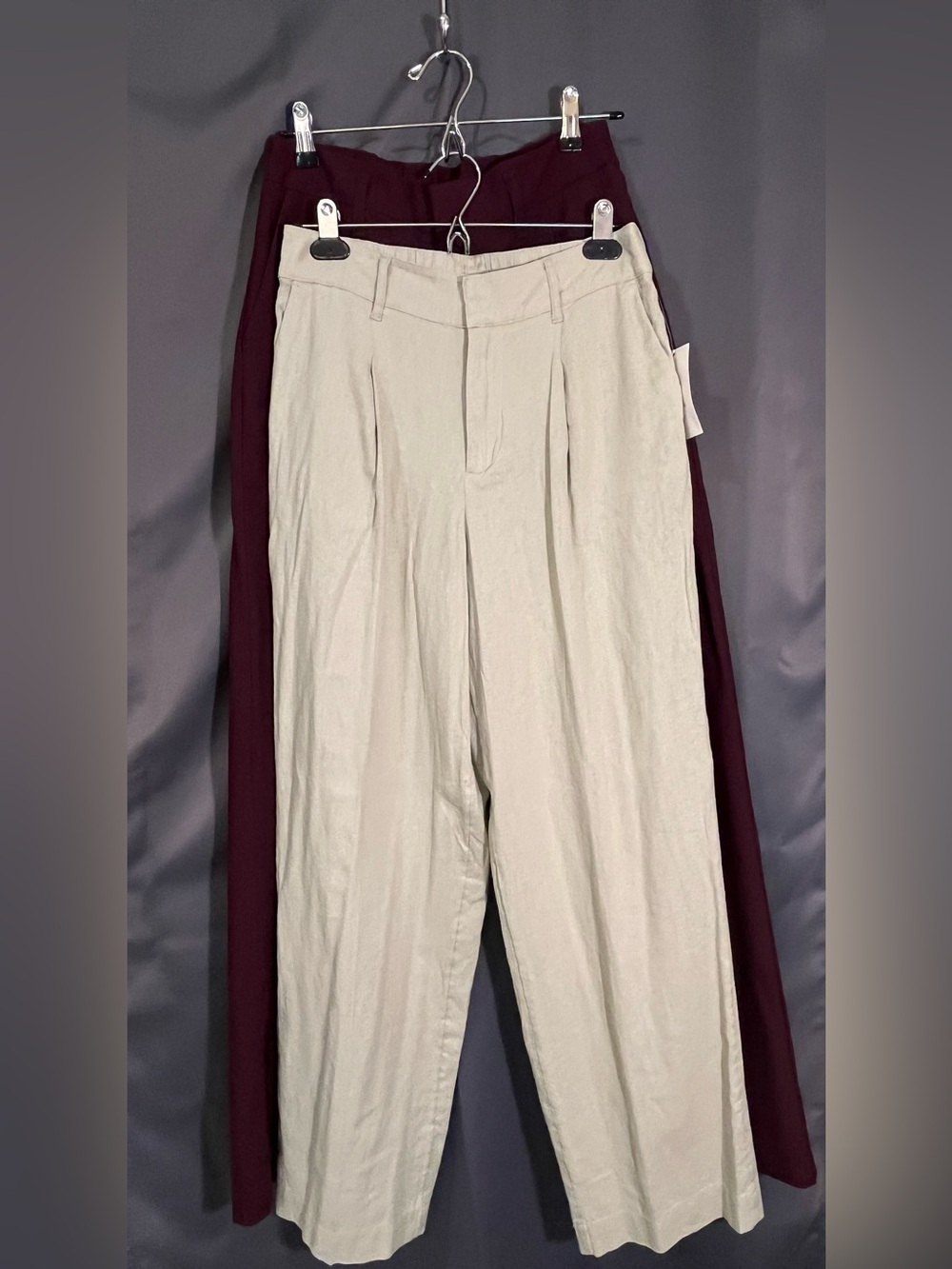 a new day: set of 2:  Oatmeal and Burgundy Wide Leg Trousers